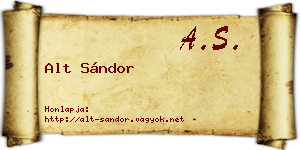 Alt Sándor névjegykártya